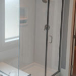 Shower with shower bench in a master bathoom at 2009 Old Ironbridge in Springfield, Illinois.